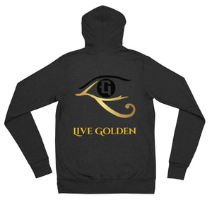 Live Golden Eye - Unisex zip hoodie (Back Logo-3 Colors)