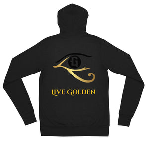Live Golden Eye - Unisex zip hoodie (Back Logo-3 Colors)